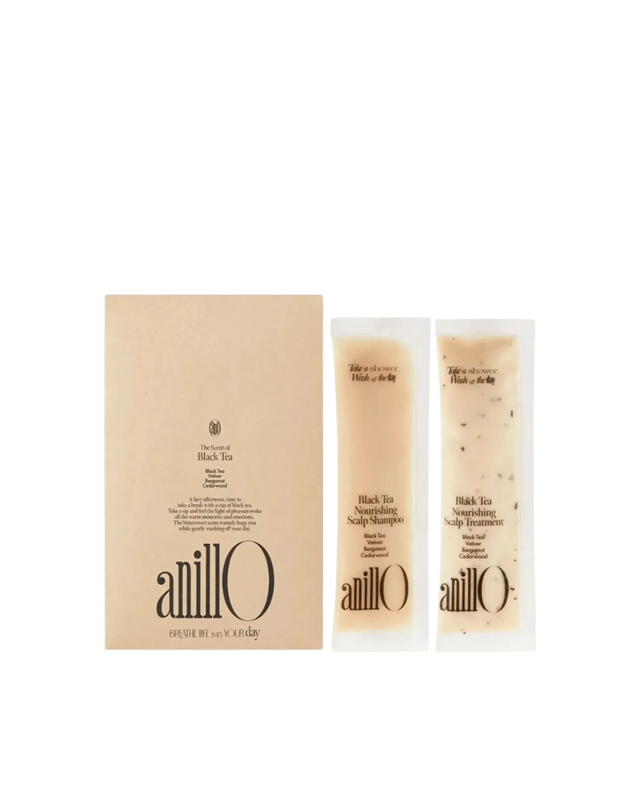 ANILLO BLACK TEA ROURISHING KIT (mėginukų rinkinys plaukams), 2 x 5 g - RINKINYS PLAUKAMS IŠ ANILLO - TIK €3.30! Apsipirk dabar GROŽIO ALCHEMIJA