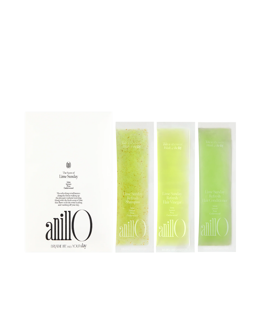 ANILLO LIME SUNDAY REFRESH KIT (mėginukų rinkinys plaukams), 3 x 5 g - RINKINYS PLAUKAMS IŠ ANILLO - TIK €2.80! Apsipirk dabar GROŽIO ALCHEMIJA
