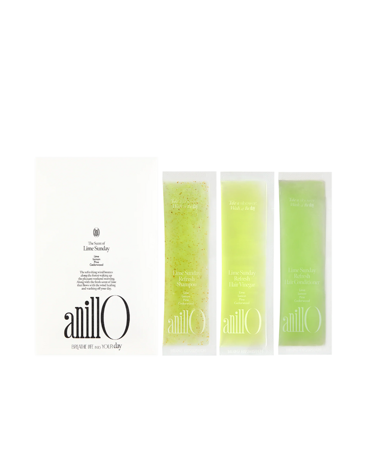 ANILLO LIME SUNDAY REFRESH KIT (mėginukų rinkinys plaukams), 3 x 5 g - RINKINYS PLAUKAMS IŠ ANILLO - TIK €2.80! Apsipirk dabar GROŽIO ALCHEMIJA