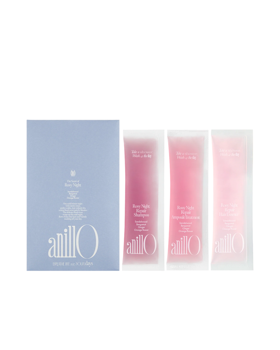 ANILLO ROSY NIGHT REPAIR KIT (mėginukų rinkinys plaukams) 3 x 5g - RINKINYS PLAUKAMS IŠ ANILLO - TIK €3.30! Apsipirk dabar GROŽIO ALCHEMIJA