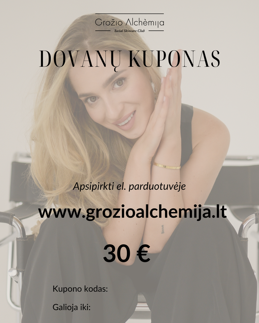 30 eurų DOVANŲ KUPONAS - Dovanų kuponas IŠ GROŽIO ALCHEMIJA - TIK €30! Apsipirk dabar GROŽIO ALCHEMIJA