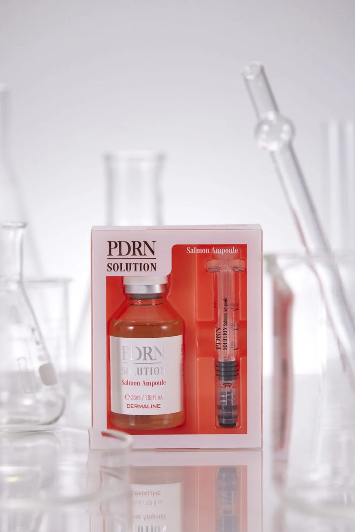 DERMALINE PDRN SOLUTION SALMON AMPOULE - dvigubo poveikio regeneruojanti ir stangrinanti ampulė su PDRN, 35 ml - AMPULĖS IŠ DERMALINE - TIK €45! Apsipirk dabar GROŽIO ALCHEMIJA