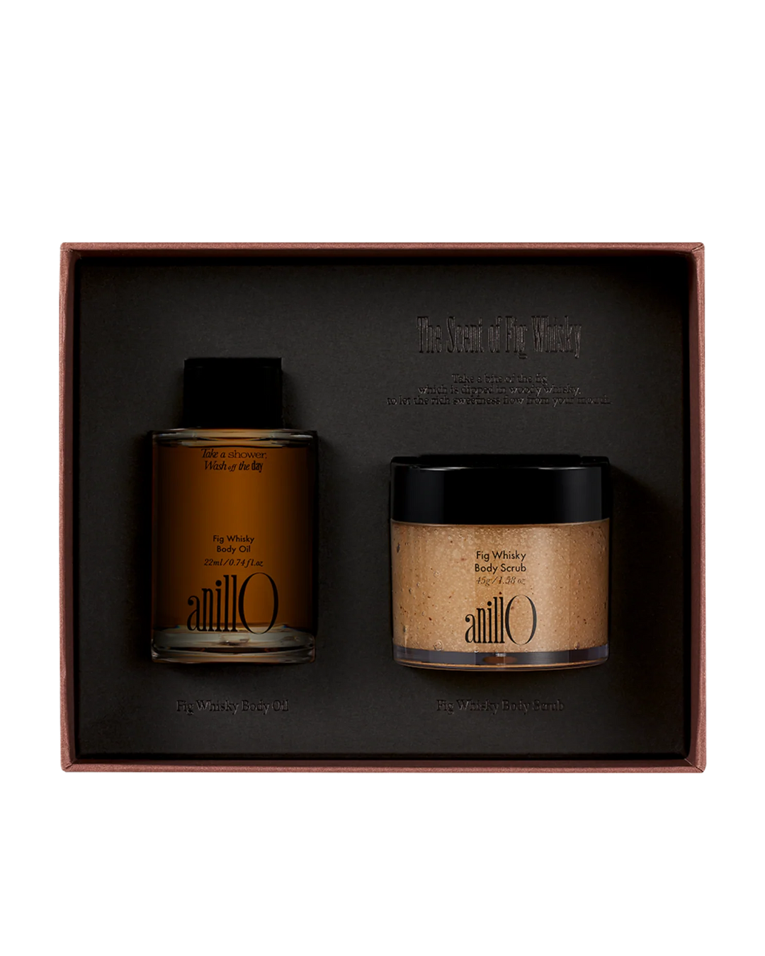 ANILLO FIG WHISKY DISCOVERY BODY SET – kūno priežiūros rinkinys, 45 g + 22 ml - RINKINYS KŪNUI IŠ ANILLO - TIK €20.82! Apsipirk dabar GROŽIO ALCHEMIJA