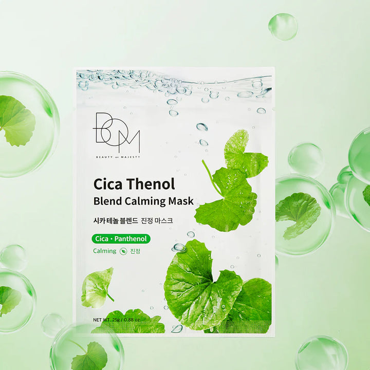 BOM CICA THENOL BLEND CALMING MASK - raminančios odą lakštinės veido kaukės, 10 vnt. - VEIDO KAUKĖ IŠ BOM - TIK €20! Apsipirk dabar GROŽIO ALCHEMIJA