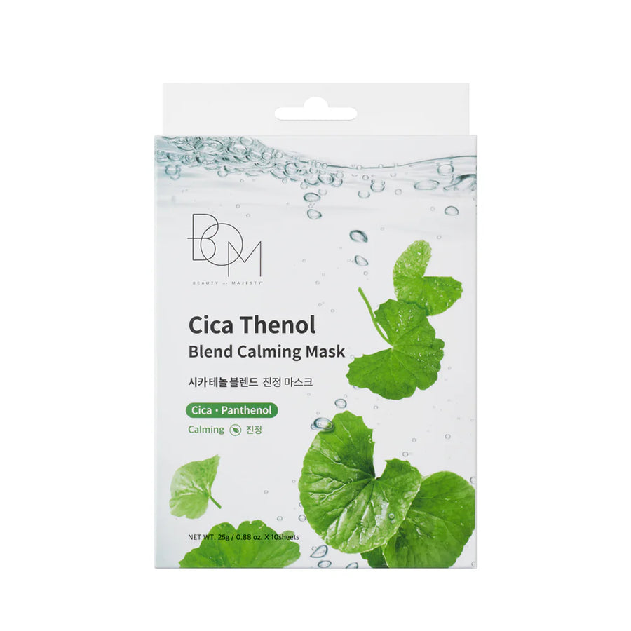 BOM CICA THENOL BLEND CALMING MASK - raminančios odą lakštinės veido kaukės, 10 vnt. - VEIDO KAUKĖ IŠ BOM - TIK €20! Apsipirk dabar GROŽIO ALCHEMIJA