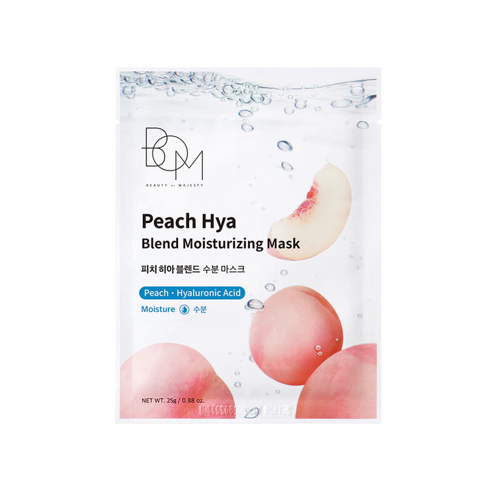 BOM PEACH HYA BLEND MOISTURIZING MASK - drėkinančios odą lakštinės veido kaukės, 10 vnt. - VEIDO KAUKĖ IŠ BOM - TIK €20! Apsipirk dabar GROŽIO ALCHEMIJA