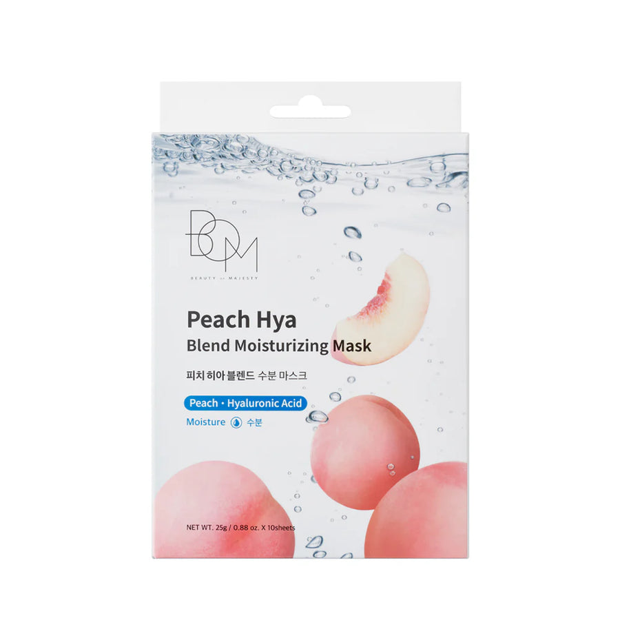 BOM PEACH HYA BLEND MOISTURIZING MASK - drėkinančios odą lakštinės veido kaukės, 10 vnt. - VEIDO KAUKĖ IŠ BOM - TIK €20! Apsipirk dabar GROŽIO ALCHEMIJA