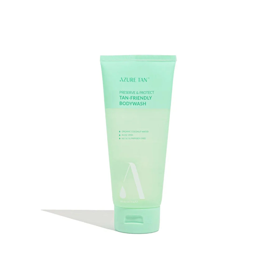 AZURE TAN PRESERVE & PROTECT TAN FRIENDLY BODYWASH - savaiminį įdegį apsaugantis kūno prausiklis, 200 ml - KŪNO PRAUSIKLIAI IŠ AZURE TAN - TIK €16.15! Apsipirk dabar GROŽIO ALCHEMIJA