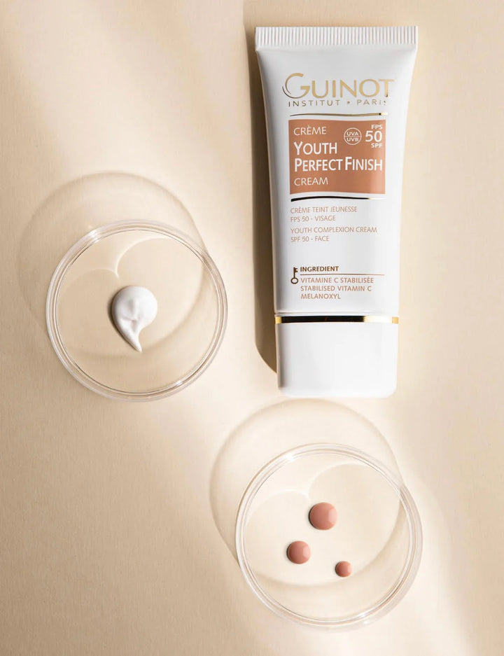 GUINOT YOUTH PERFECT FINISH CREAM - veido kremas su spalva SPF 50, 30 ml - MAKIAŽO PAGRINDAS IŠ GUINOT - TIK €62.50! Apsipirk dabar GROŽIO ALCHEMIJA