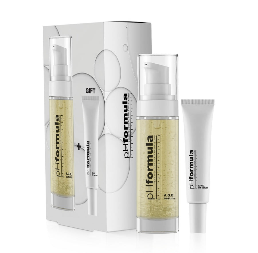 RINKINYS AGE SERUMAS + EYE LIFT SERUMAS - RINKINYS VEIDUI IŠ PHFORMULA - TIK €116! Apsipirk dabar GROŽIO ALCHEMIJA
