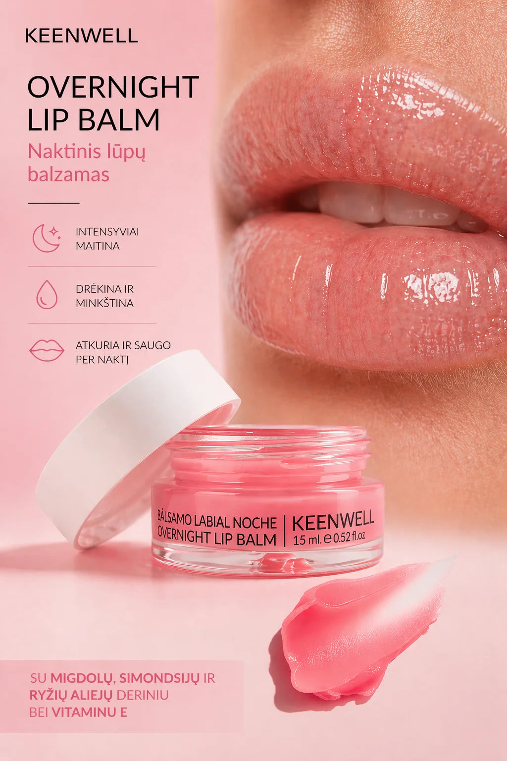 KEENWELL NAKTINIS LŪPŲ BALZAMAS (AVIETINIS), 15 ml - LŪPŲ PRIEMONĖS IŠ Keenwell - TIK €20! Apsipirk dabar GROŽIO ALCHEMIJA