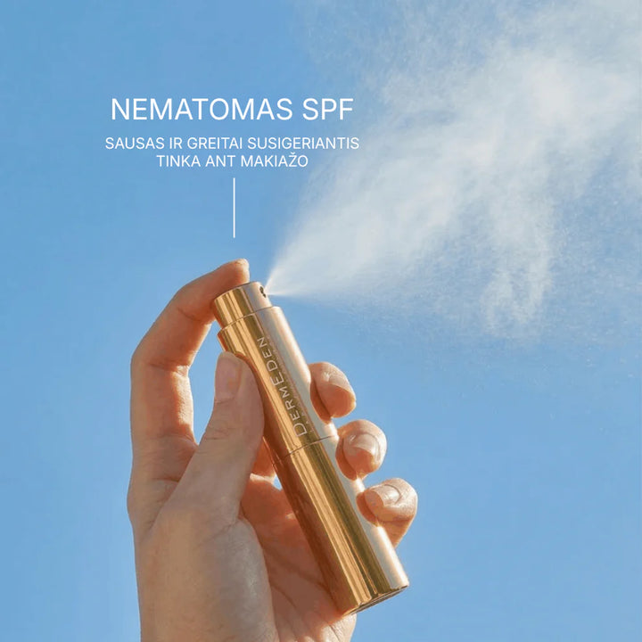 DERMEDEN TOUCH UP MIST SPF50 PA+++ - apsauginė UV dulksna, 8 ml - VEIDO DULKSNA IŠ DERMEDEN - TIK €32! Apsipirk dabar GROŽIO ALCHEMIJA