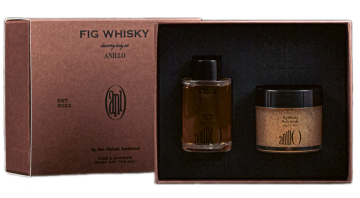 ANILLO FIG WHISKY DISCOVERY BODY SET – kūno priežiūros rinkinys, 45 g + 22 ml - RINKINYS KŪNUI IŠ ANILLO - TIK €20.82! Apsipirk dabar GROŽIO ALCHEMIJA