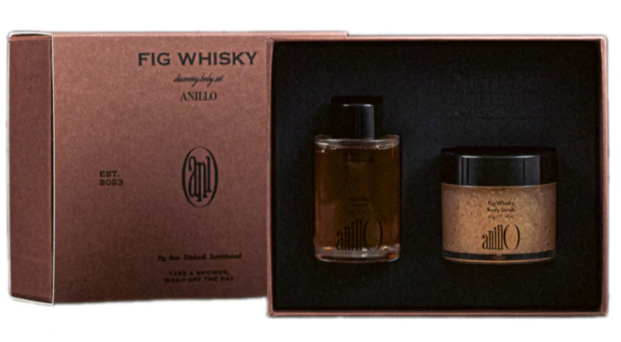 ANILLO FIG WHISKY DISCOVERY BODY SET – kūno priežiūros rinkinys, 45 g + 22 ml - RINKINYS KŪNUI IŠ ANILLO - TIK €24.50! Apsipirk dabar GROŽIO ALCHEMIJA